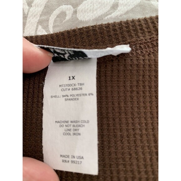 Moa Moa Top Women 1X Multicolor Block T Shirt Waffle Knit USA Cottage Casual NWT - Picture 4 of 9